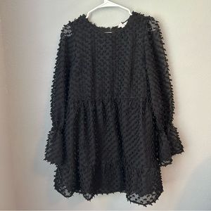 Love Riche Boutique Black Swiss Dot Peplum Dress Worn Once